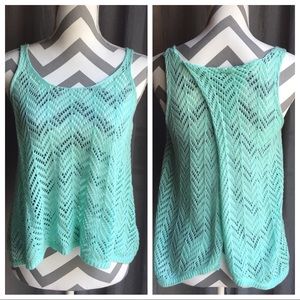 Turquoise Knit Open Back Tank